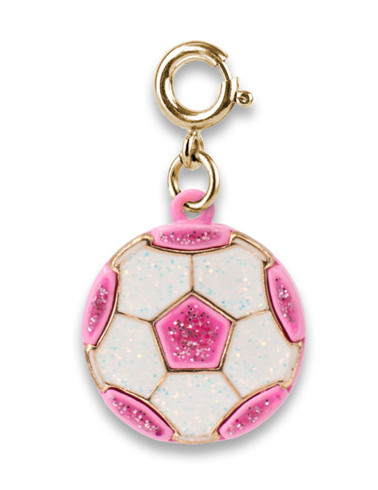 Charm pallone da calcio glitter rosa