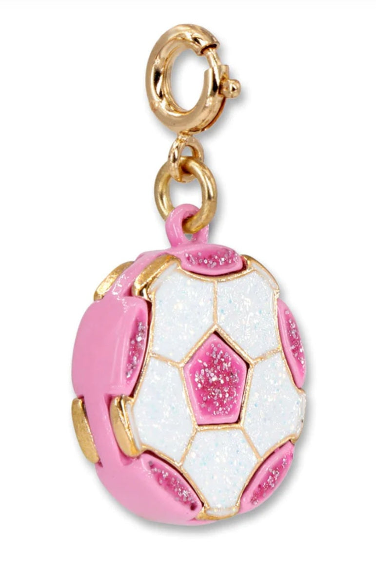 Charm pallone da calcio glitter rosa