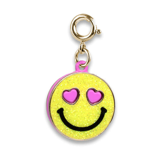 Charm con faccina sorridente glitter oro