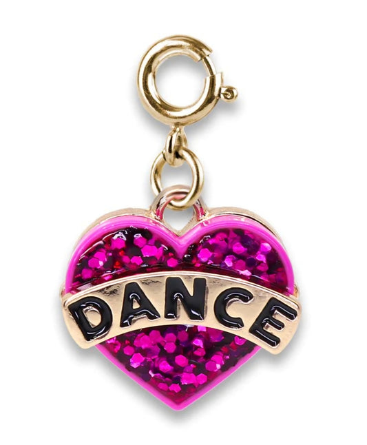 Charm a forma di cuore danzante glitter oro