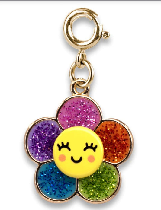 Charm fiore felice glitter oro