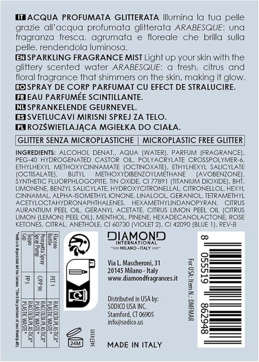 Acqua profumata glitterata