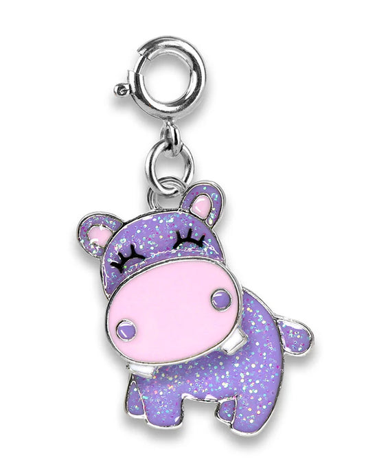 Charm ippopotamo girevole e glitter