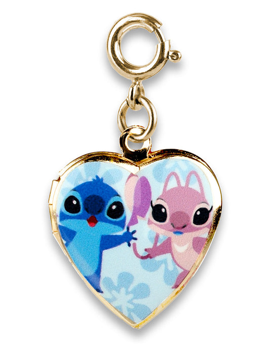 Charm a forma di cuore con Stitch & Angel oro