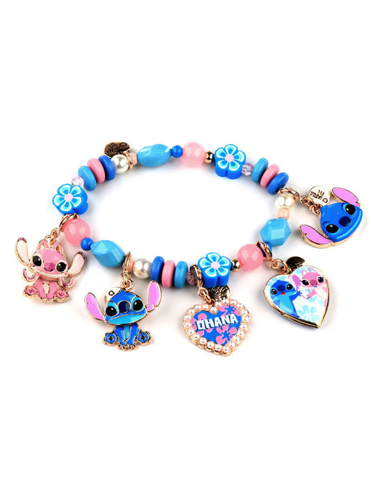 Charm a forma di cuore con Stitch & Angel oro