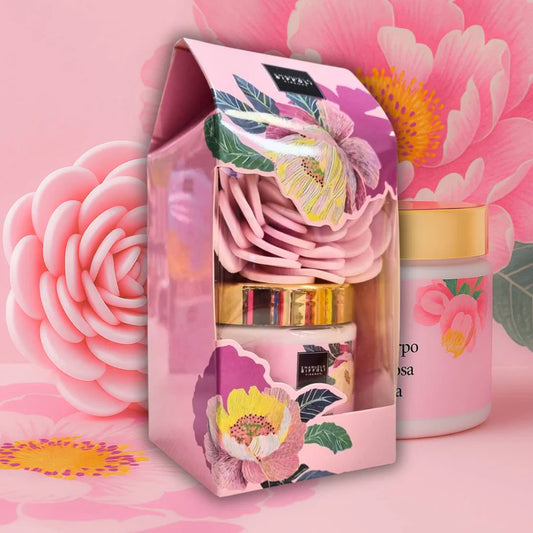 Burro corpo Palma rosa e Peonia