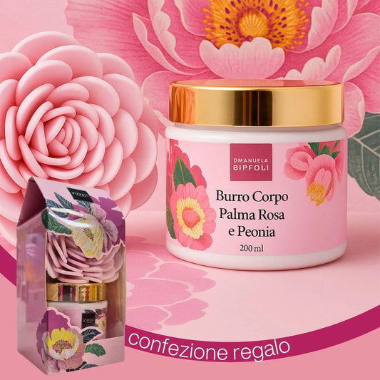 Burro corpo Palma rosa e Peonia