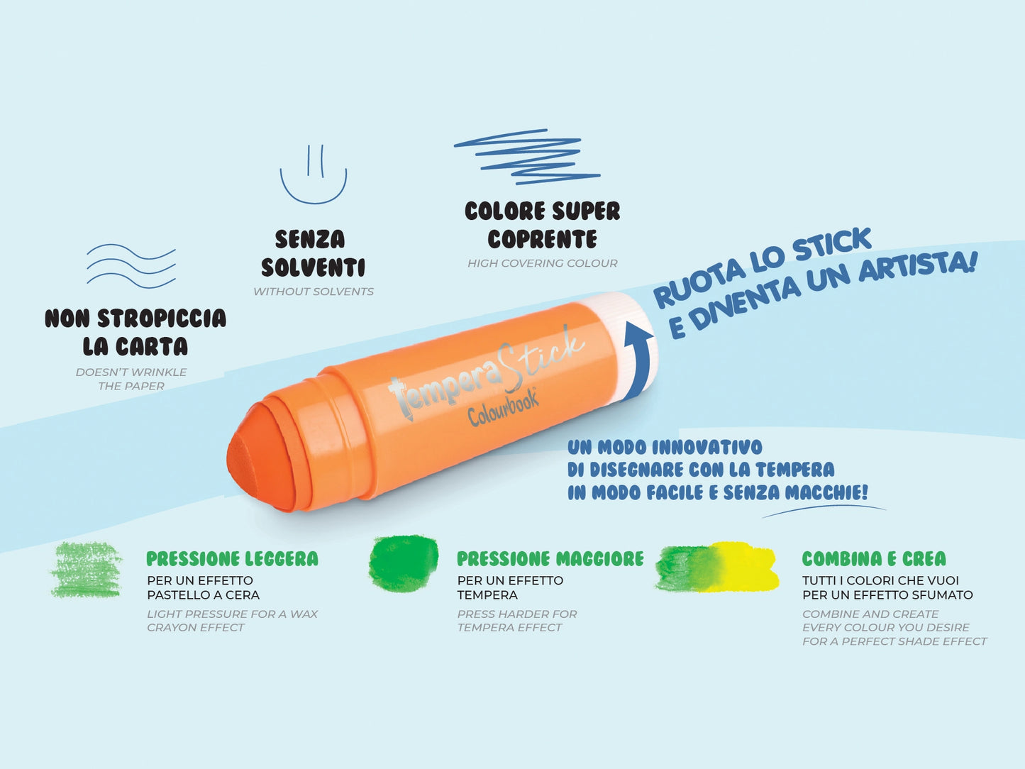 Tempera solida per bambini - 12 colori