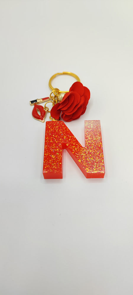 Resin Art- Portachiavi Linea Elegance Panno fiore + 2 Ciondoli