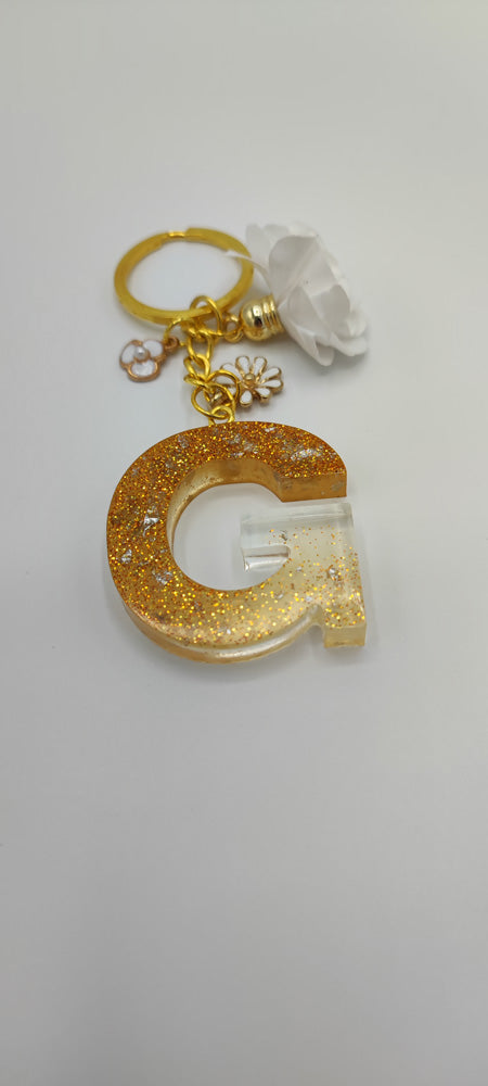 Resin Art- Portachiavi Linea Elegance Panno fiore + 2 Ciondoli
