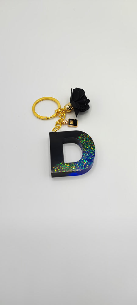 Resin Art- Portachiavi Linea Elegance Panno fiore + Ciondolo