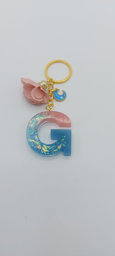 Resin Art- Portachiavi Linea Elegance Panno fiore + Ciondolo