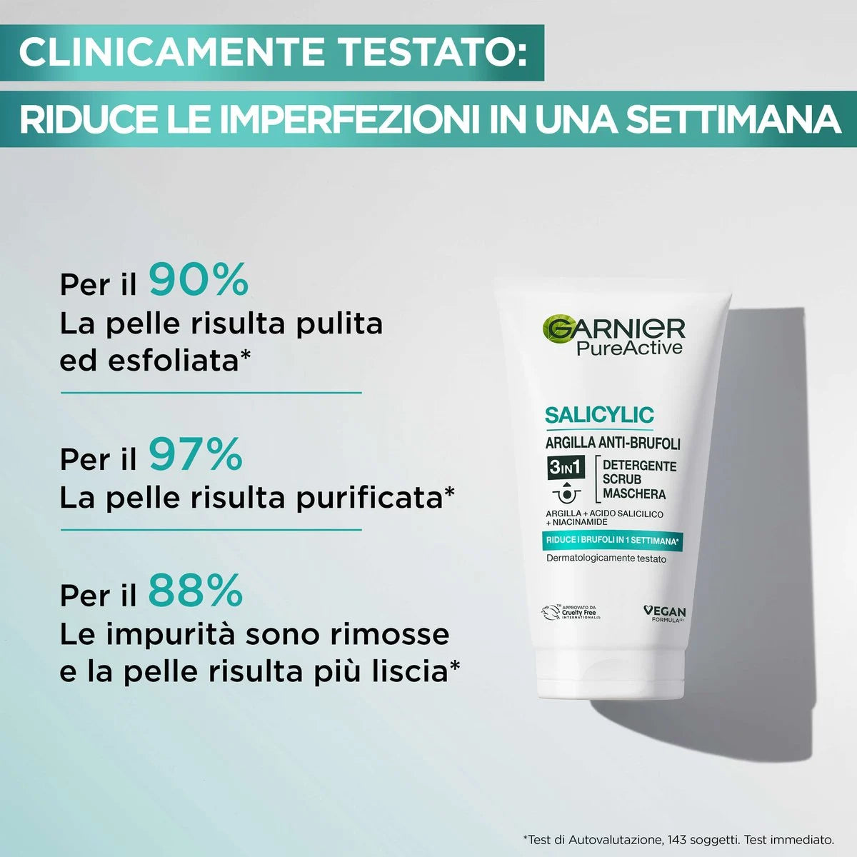 Garnier Detergente Scrub Maschera anti brufoli 3 in 1