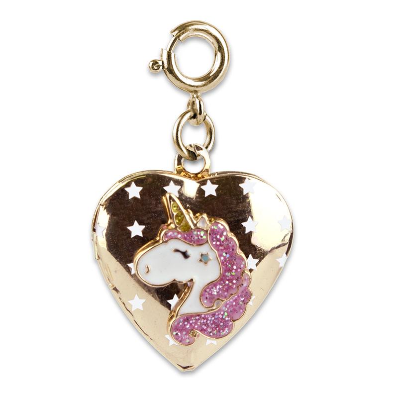 Charm medaglione unicorno dorato