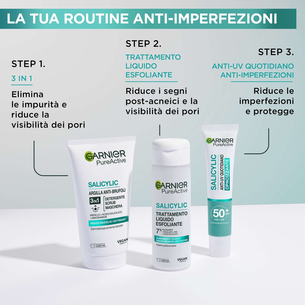 Garnier Detergente Scrub Maschera anti brufoli 3 in 1