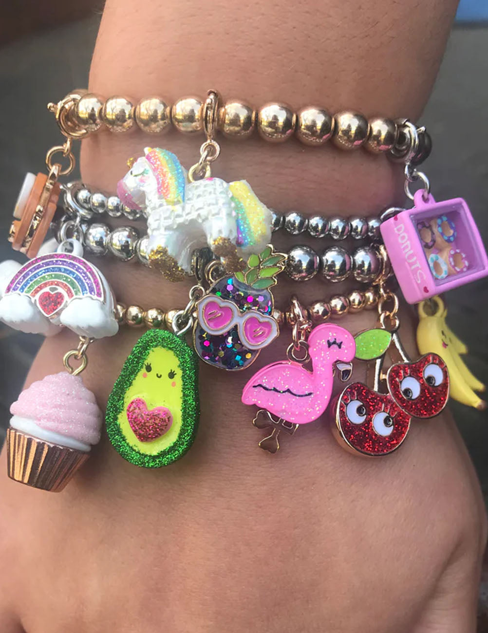 Charm fenicottero glitter oro