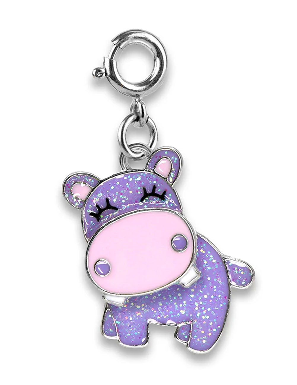 Charm ippopotamo girevole e glitter