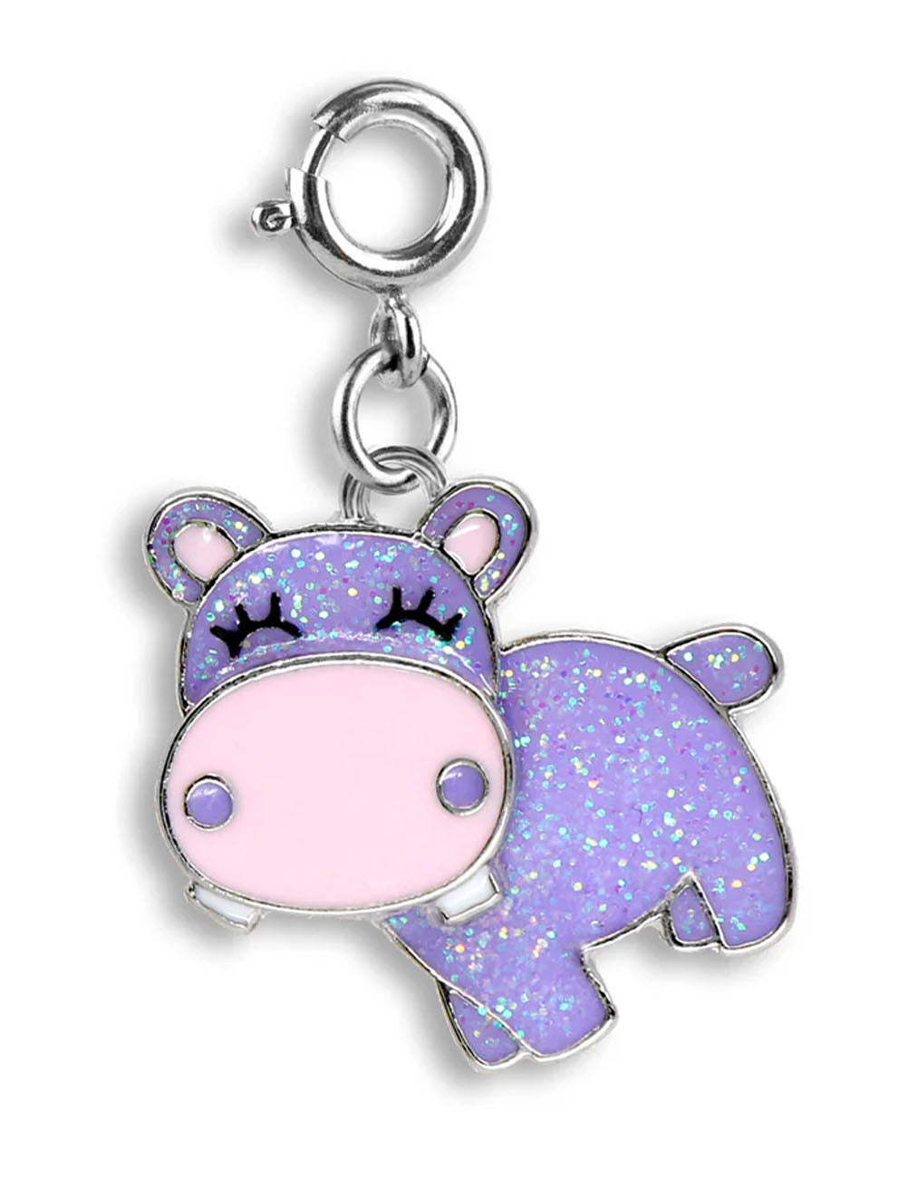 Charm ippopotamo girevole e glitter