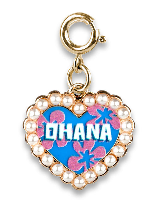Charm a forma di cuore con perla ohana dorata
