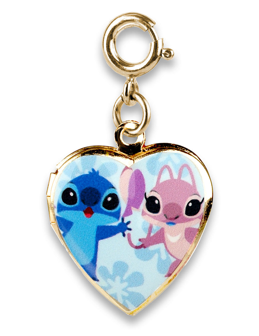 Charm a forma di cuore con Stitch & Angel oro