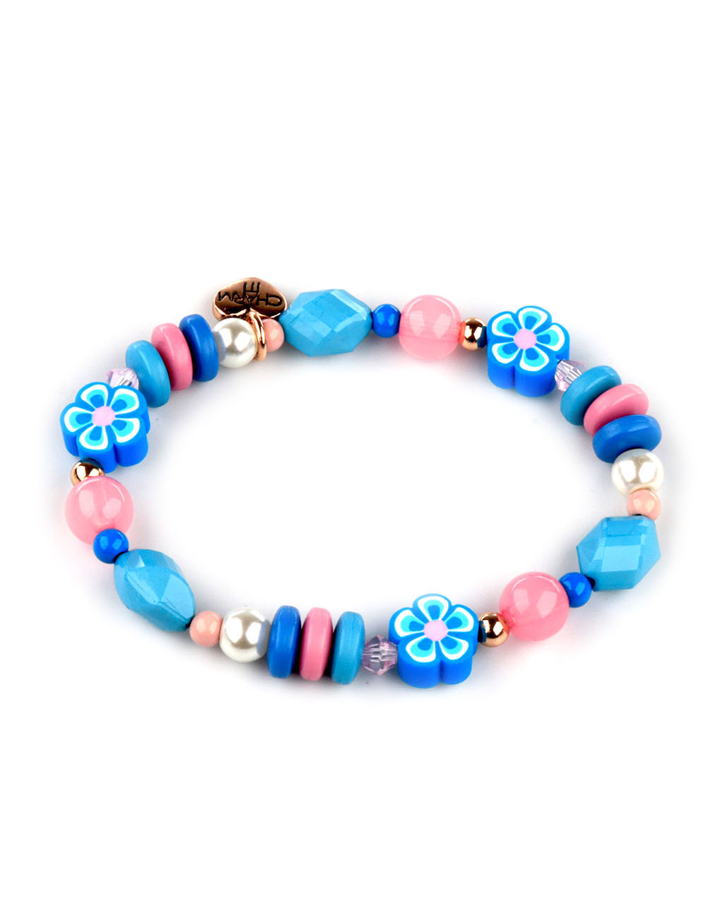 Bracciale elastico con perline colorate e dorate